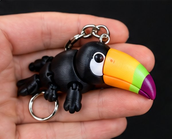 Chaveiro de tucano articulado na mão